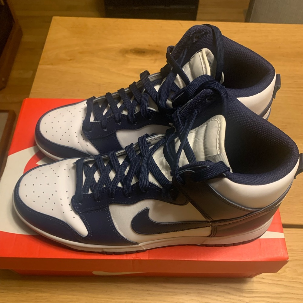 Nike Dunk Hi Retros - White/Midnight Navy